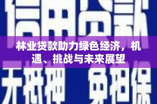 南竿林业贷款助力绿色经济，机遇、挑战与未来展望