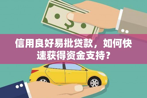 南竿信用良好易批贷款，如何快速获得资金支持？