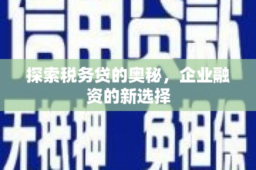 南竿探索税务贷的奥秘，企业融资的新选择