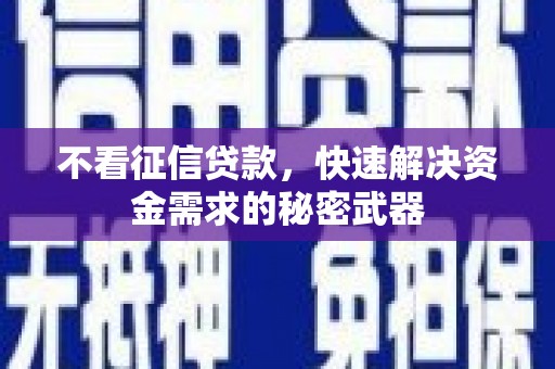 南竿不看征信贷款，快速解决资金需求的秘密武器