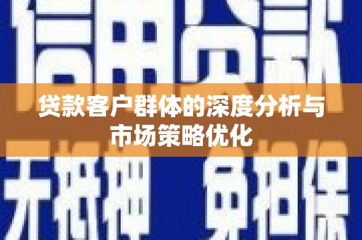 南竿贷款客户群体的深度分析与市场策略优化
