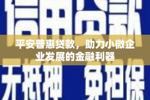 南竿平安普惠贷款，助力小微企业发展的金融利器
